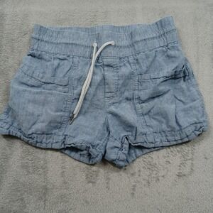 Athleta Shorts Womens 6 Blue Cabo Linen Drawstrings‎ Pockets Preppy Casual